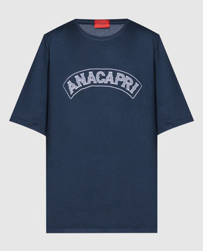 ISAIA Синяя футболка с вышивкой MFA033J0185