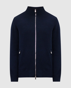 Brunello Cucinelli Синий кардиган из шерсти, кашемира и шелка. M3610801