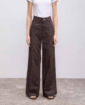 Brunello Cucinelli Коричневі джинси зі шкіряним патчем логотипа MB125P5658