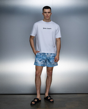 Palm Angels Голубые шорты в принт Sunset PMFD002S24FAB003