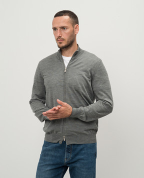 Brunello Cucinelli Серый кардиган из шерсти и кашемира M2400106