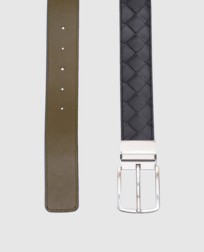Bottega Veneta Двосторонній шкіряний ремінь з плетінням 652944VCPQ1