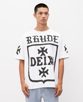 Rhude Белая футболка Deix Shield с принтом RHPF25TT08012