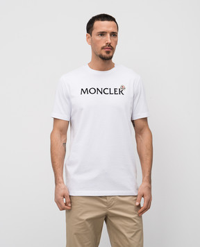 Moncler Белая футболка с фактурным логотипом K10918C000758390T