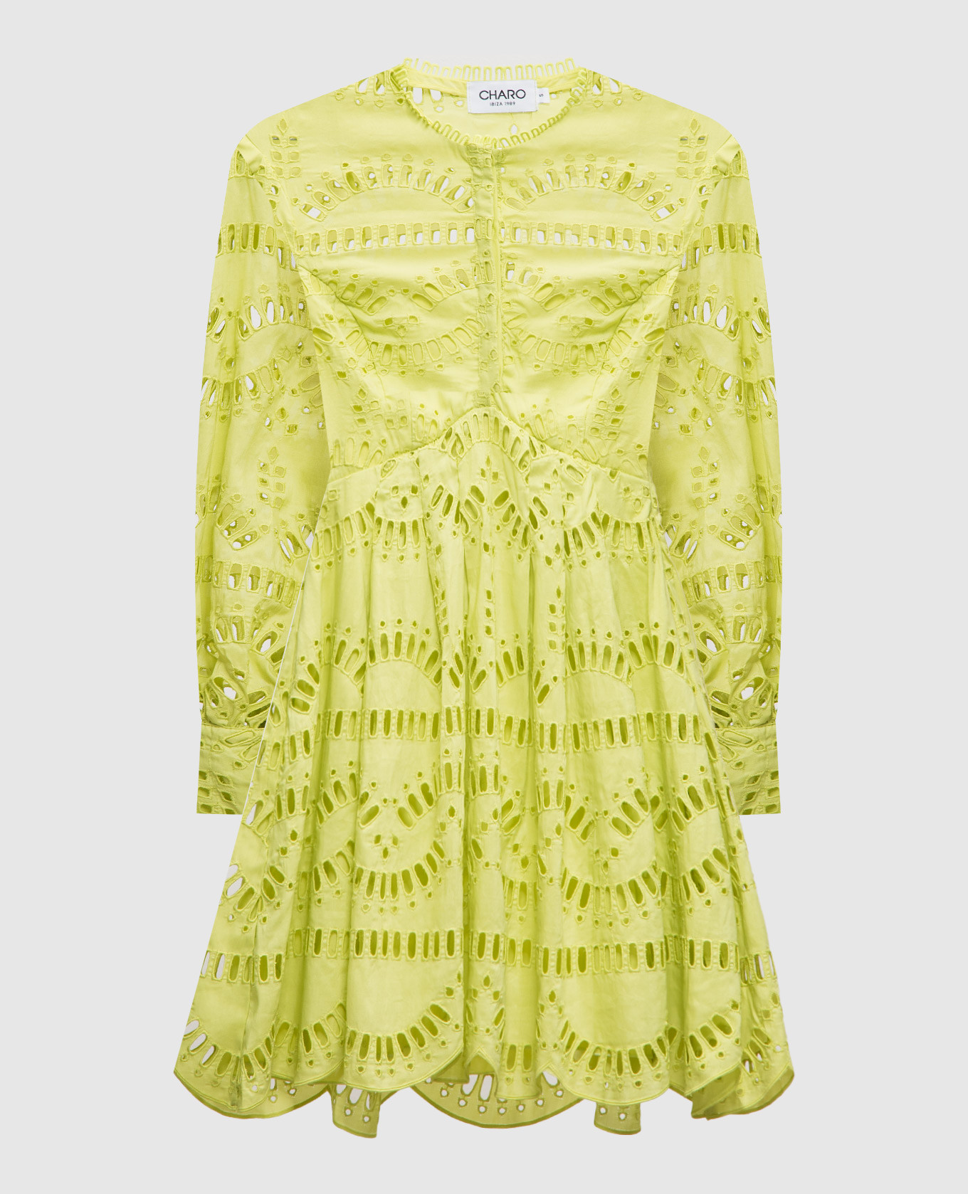Franca green shirt dress with broderie embroidery