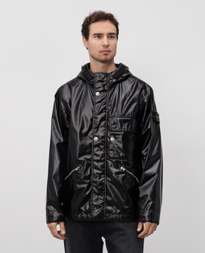 Stone Island Чорна куртка Mussola Gommata з логотипом K1S154100062S0022