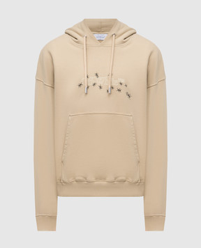 Off-White Бежево худи с принтом эмблемы Ants Arrow OMBB085S25FLE00N
