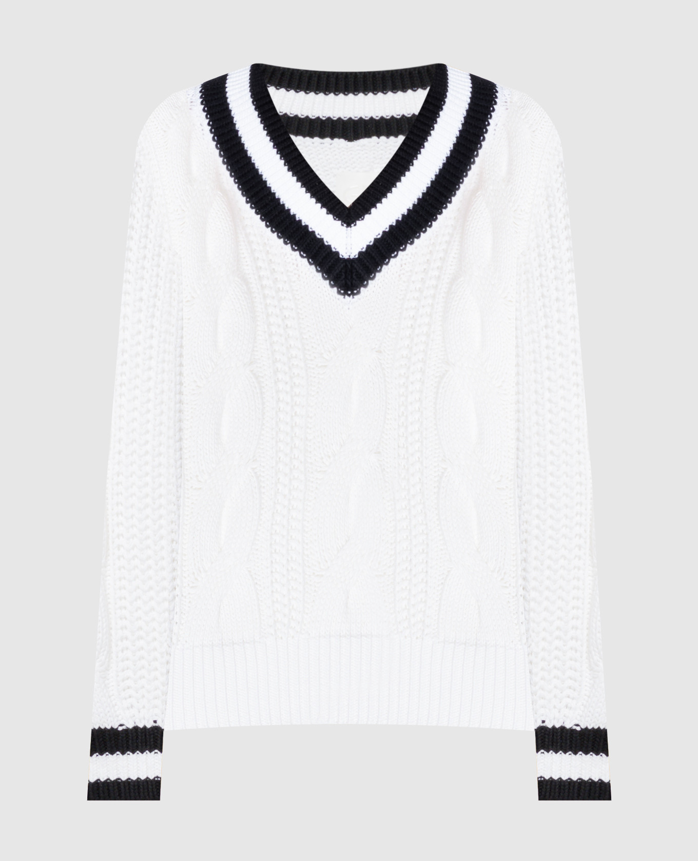 Белый пуловер CABLE