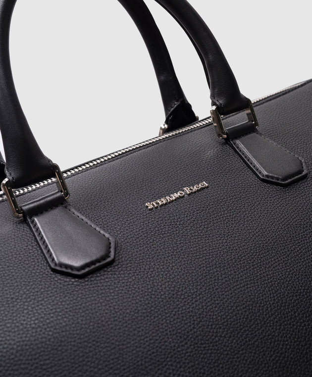 Stefano Ricci Черная кожаная дорожная сумка с логотипом ND224G9TPMRVH изображение 4