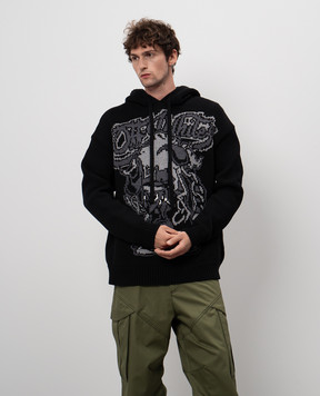 Off-White Чорне худі Scorpio з вовною OMHU006F24KNI001