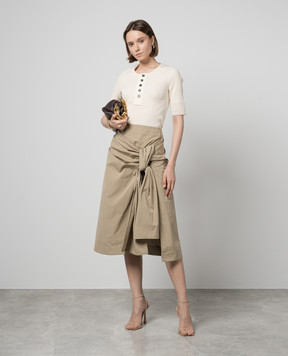 Bottega Veneta Бежевая футболка в рубчик 779195V3Z60