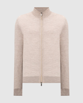 Brunello Cucinelli Бежевый меланжевый кардиган из шерсти и кашемира M2400106