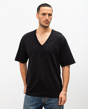 Dolce&Gabbana Чорна футболка прямого крою з логотипом G8QL3TFU7EQ