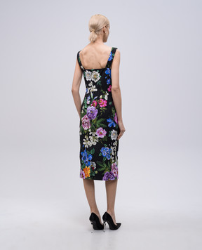Dolce&Gabbana Чорна сукня міді в квітковий принт F6TMYTFSRQK