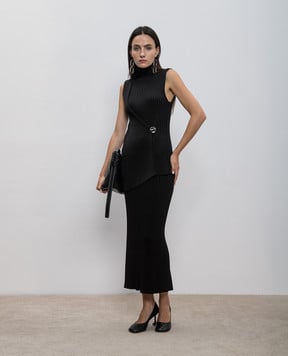 Jil Sander Чорний топ з металевою брошкою з гравіюванням логотипа J02NC0222J18313