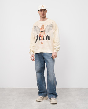 Palm Angels Желтый свитшот Pin-up с конопляным волокном с винтажным эффектом PMBA080S25FLE002