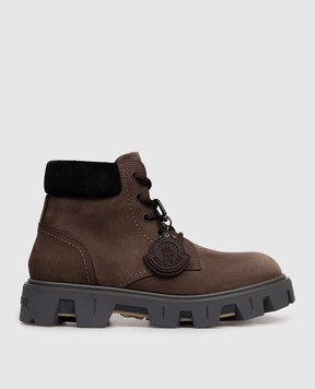 Moncler Коричневые ботинки Peak city из нубука с логотипом K209A4F00010M6882
