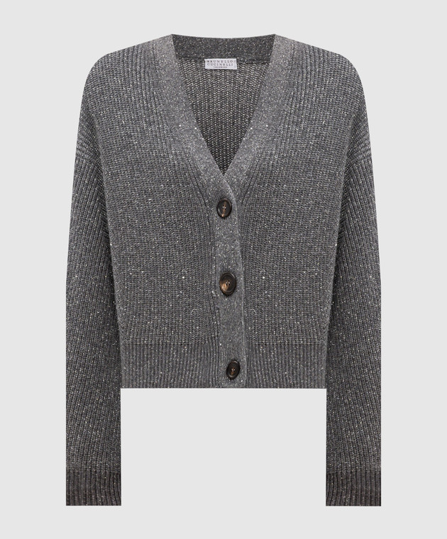 BRUNELLO CUCINELLI グレー カーディガン Brunello Cucinelli - Серый кардиган с кашемиром и шерстью с