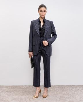 Tom Ford Сині штани з вовни в смужку PAW558FAX1404