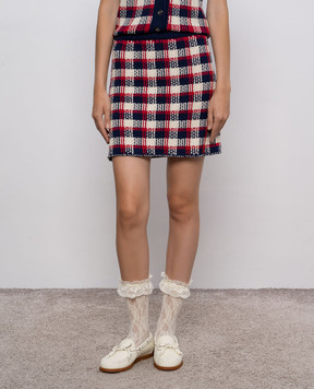 Valentino Твидовая юбка мини в клеточку 7B3KG05N9H4