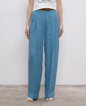 Max Mara Голубые брюки SIAMESE из льна SIAMESE