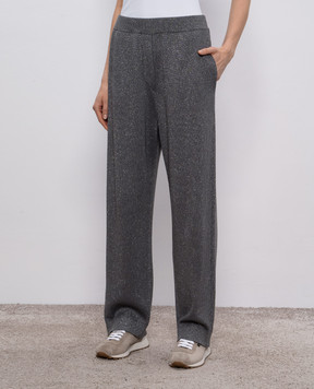 Brunello Cucinelli Сірі штани в рубчик з люрексом MAZ260299P