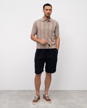 Brunello Cucinelli Коричневое поло с леном в узор. M2L707815