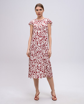 Max Mara Бежева сукня GISELLA із шовку в квітковий принт GISELLA