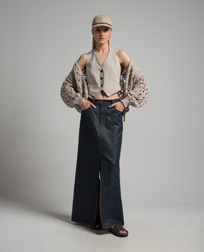 Brunello Cucinelli Сірий жилет з льоном з ланцюжком моніль MH126HU826