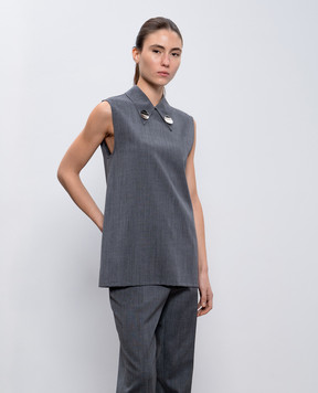 Jil Sander Сірий топ з вовни з металевими брошками J02NC0233J40171
