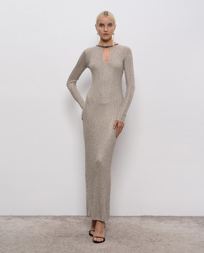 Brunello Cucinelli Бежева сукня максі з люрексом M8S762A90