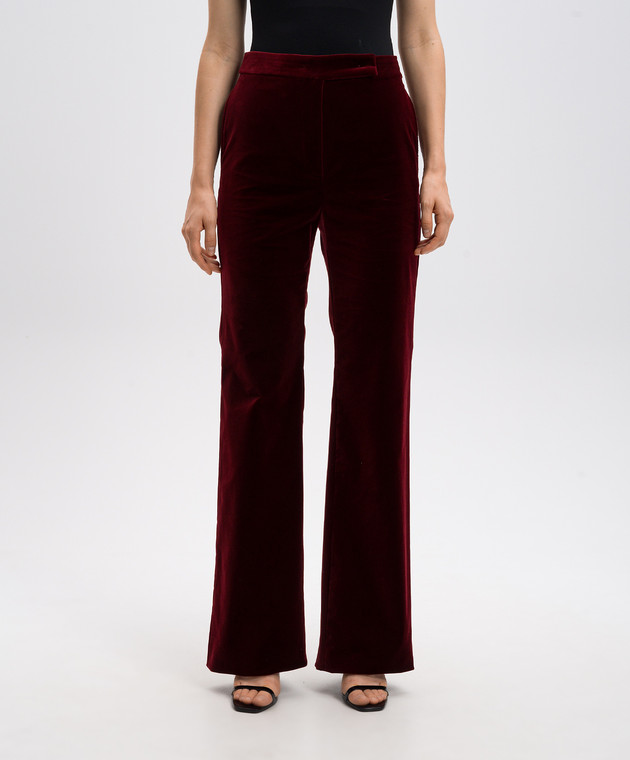 Max Mara Бордовые бархатные брюки клеш ACETO ACETO изображение 3