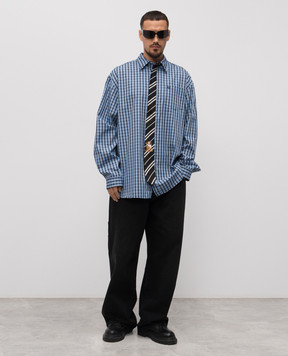 Vetements Синя сорочка в клітинку з аплікацією UH76SH280CN