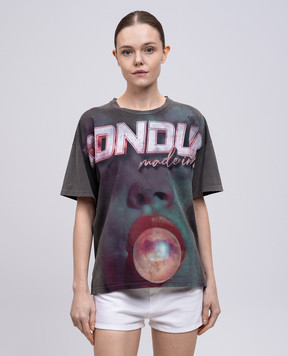 Dondup Сіра футболка з принтом DS034JF0350DIV4