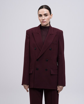 Victoria Beckham Бордовый двубортный жакет с шерстью 1225WJK006543A