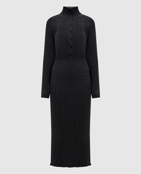 PROENZA SCHOULER Серое платье Maeve из шерсти и шелка в рубчик R2517216KW158