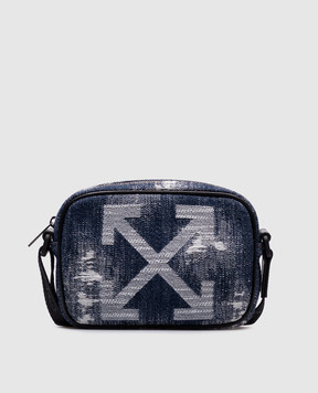 Off-White Синя сумка з візерунком логотипа OMNQ09BC99DEN001