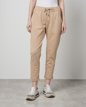 Brunello Cucinelli Бежевые спортивные штаны с цепочкой мониль MH827SA399