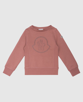 Moncler ENFANT Детский розовый свитшот с логотипом эмблемы из кристаллов J29548G00021899PS6