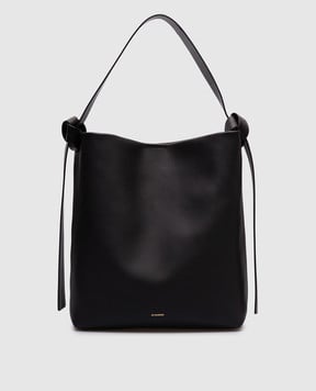 Jil Sander Чорна шкіряна сумка Knot з логотипом J07ZH0055P6581