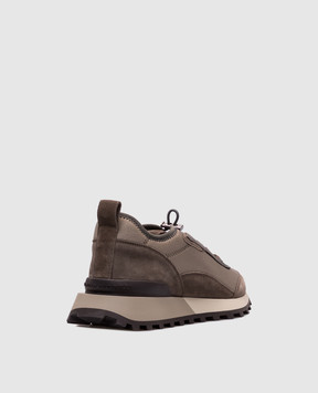 Brunello Cucinelli Кроссовки цвета хаки с цепочкой мониль MZSFG3045P