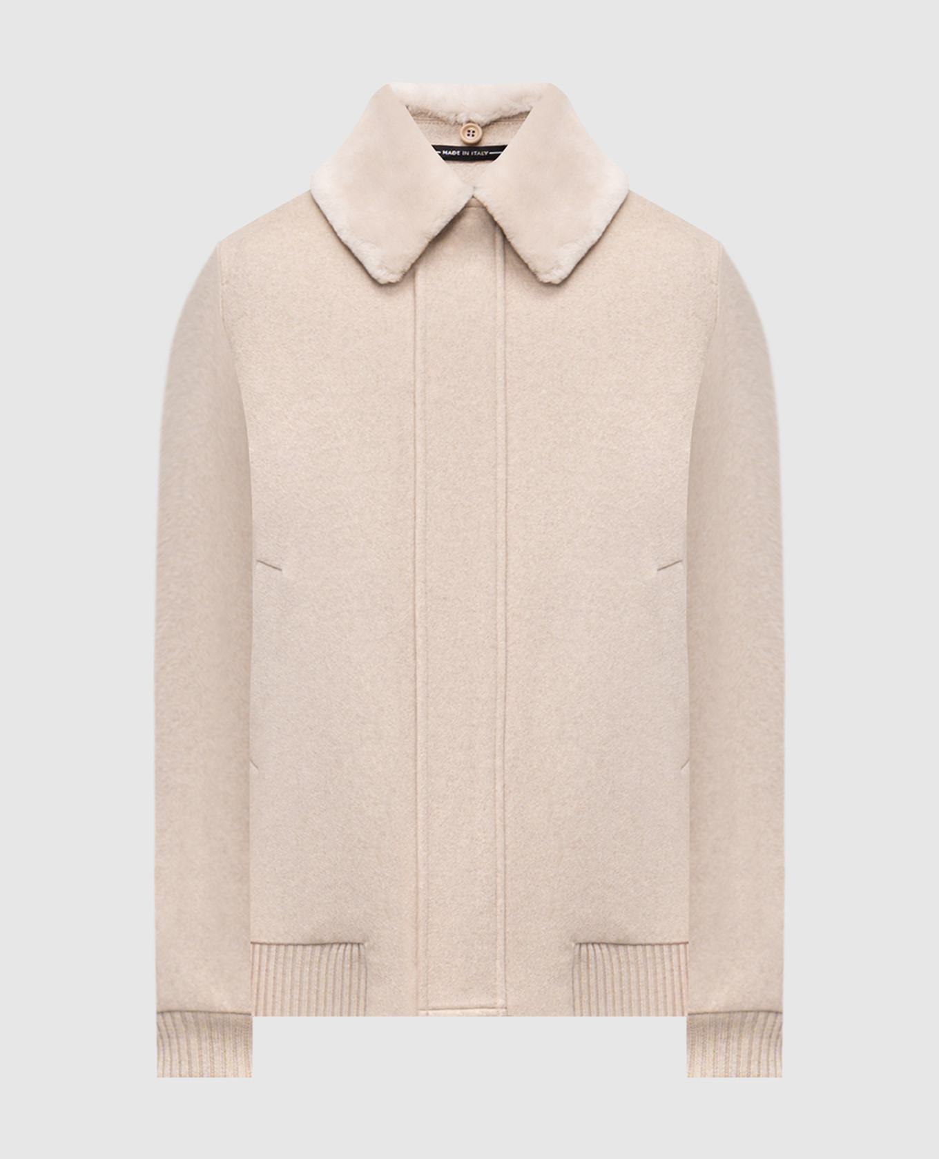 

Бежевая куртка из кашемира на меху, Бежевый, Куртки