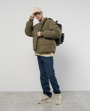 Off-White Пуховик цвета хаки с простежкой Arrow OMED035C99FAB001