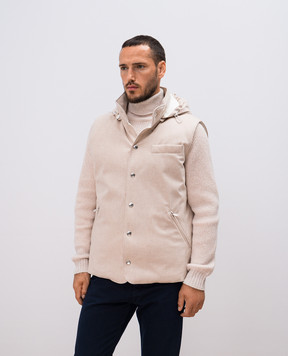 Brunello Cucinelli Бежевый пуховый жилет из шерсти MM4631775