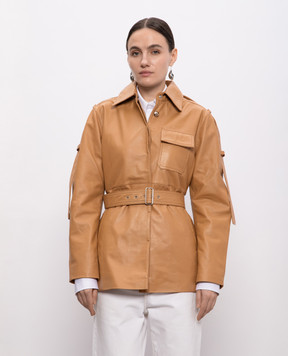 Victoria Beckham Бежева шкіряна куртка 1125LJK006078A