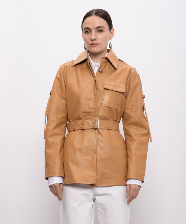 Victoria Beckham Бежевая кожаная куртка 1125LJK006078A изображение 3