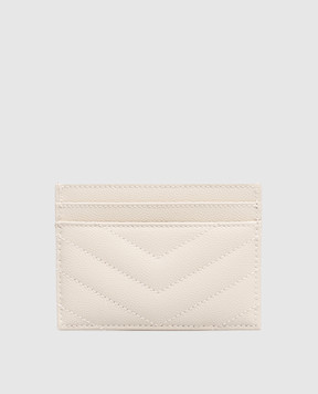 Saint Laurent Бежевый кожаный стеганый картхолдер с монограммой Cassandre 423291BOW01