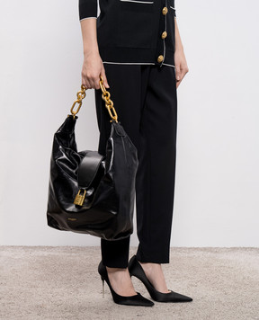 Balmain Чорна шкіряна сумка-хобо Sync FN1BT003LBFO