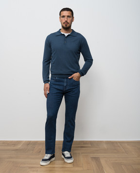 Canali Синее поло из шерсти MK02353C1123