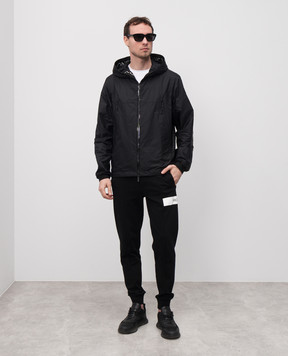 Moncler Черная ветровка с брендированной тесьмой K10911A0019268352